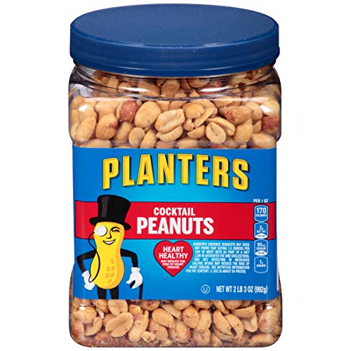 Planters Salted Cocktail Peanuts, 35 ounce Resealable Jar - Heart Healthy Salted Peanuts - A Good Source of Essential Nutrients - Made with Simple Ingredients - Kosher, Only $3.74