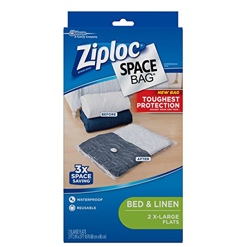 Ziploc Flat Space Bags, For Organization and Storage, Reusable, Waterproof Bag, Pack of 2 (XL), Only $5.53