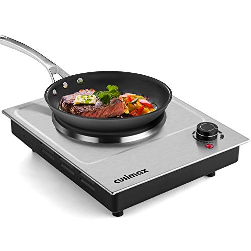 CUSIMAX 1500W Electric Hot Plate, Hot Plate for Cooking Electric Single Burner, Portable Countertop Burner Stainless Steel, Easy to Clean,CMHP-C150N, Only $29.99