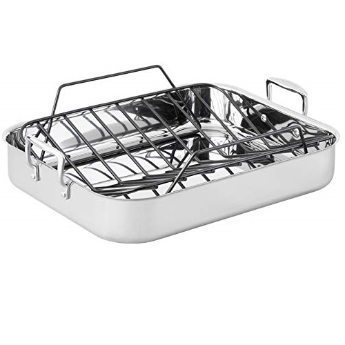 Le Creuset SSC8612-40P Stainless Steel Large Roasting Pan With Nonstick Rack, 16.25 x 13.25-Inch, Only $119.96