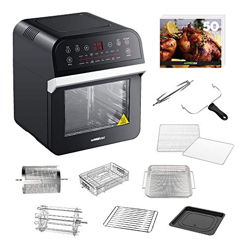 GoWISE USA GW44800-O Deluxe 12.7-Quarts 15-in-1 Electric Air Fryer Oven w/Rotisserie and Dehydrator + 50 Recipes, Black/Silver, Only $75.80