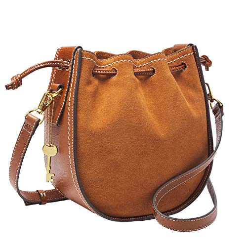 Fossil Women's Palmer Leather Drawstring Crossbody Handbag Bucket Bag Only $71.20, You Save $106.80 (60%)