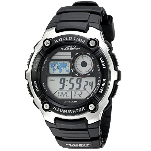 Casio Men's AE-2100W-1AVCF Digital Black and Silver-Tone Watch $13.42