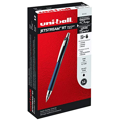 uni-ball Jetstream RT Ballpoint Pens, Fine Point (0.7mm), Black, 12 Count, Only $15.98