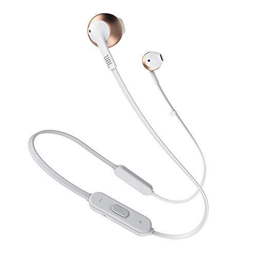 JBL T205BT Wireless in-Ear Headphones with Three-Button Remote and Microphone (Rose Gold), Only $17.99