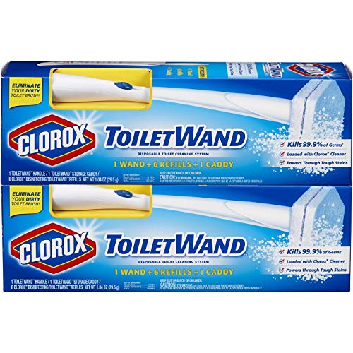 Clorox ToiletWand Disposable Toilet Cleaning System - 2 ToiletWands, 2 Storage Caddies and 12 Disinfecting ToiletWand Refill Heads, Only $17.76
