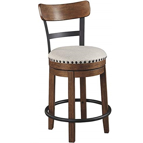 Ashley Furniture Signature Design - Valebeck Upholstered Swivel Barstool - Casual Style - Light Brown, Only $86.39