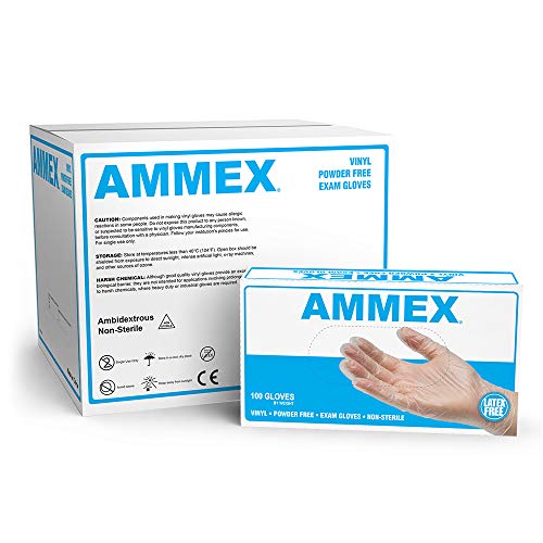 AMMEX Medical Clear Vinyl Gloves, Case of 1000, 4 mil, Size Medium, Latex Free, Powder Free, Disposable, Non-Sterile, VPF64100, Only $43.19