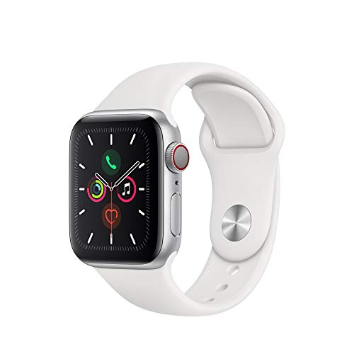 Apple Watch Series 5 (GPS + Cellular, 40mm) - Silver Aluminum Case with White Sport Band, Only $399.00