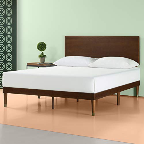 Zinus Deluxe Mid-Century Wood Platform Bed with Adjustable height Headboard, no Box Spring needed, Queen, Only $239.63