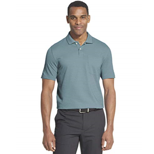 Van Heusen Men's Flex Short Sleeve Stretch Stripe Polo Shirt, Turquoise sea Angel, Medium $6.00