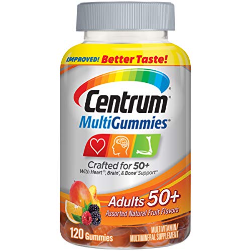 Centrum Multigummies Adults 50+ (120 Count, Assorted Natural Fruit Flavors) Gluten-Free, B12, D, E, 120 Count $6.73