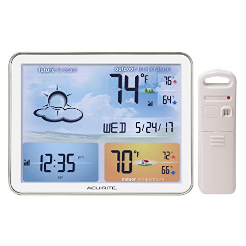 AcuRite 02081M  彩色大屏 天氣預報顯示器，配套遠程感測器和原子鐘，原價$49.99，現僅售$38.88，免運費！