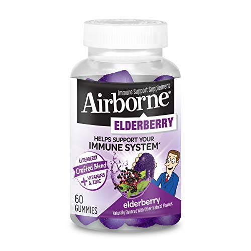 Elderberry + Vitamins & Zinc Crafted Blend Gummies, Airborne (60 Count in a Bottle), Gluten-Free Immune Support Supplement With Vitamins C, D & E , Only $8.77