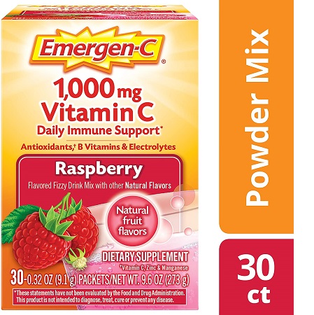 Emergen-C Vitamin C 1000mg Powder (30 Count, Raspberry Flavor, 1 Month Supply), With Antioxidants, B Vitamins And Electrolytes, Dietary Supplement Fizzy Drink Mix, Caffeine Free, only $6.43