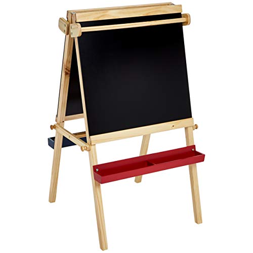 AmazonBasics Kids Standing Art Easel, Dry-Erase Board, Chalkboard, 2 Paper Rollers, Only $31.56, You Save $32.44 (51%)