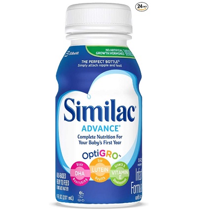 Similac Advance Infant Formula with Iron, Baby Formula, Ready to Feed, 8 fl oz (Pack of 24), only $35.80, free shipping