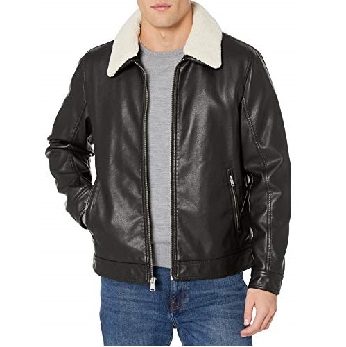 Tommy Hilfiger Men's Classic Faux Leather Jacket with Removable Sherpa Collar, Only $28.40, You Save $71.59 (72%)
