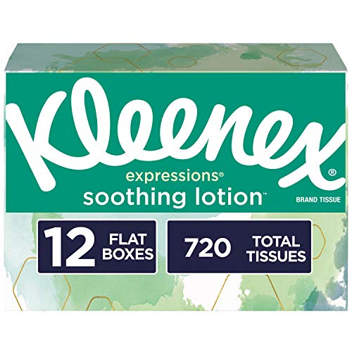 Kleenex Expressions Soothing Lotion Facial Tissues, 12 Flat Boxes, 60 Tissues per Box (720 Tissues Total), Coconut Oil, Aloe and Vitamin E $12.49