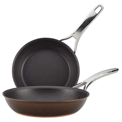 Anolon 83854 Nouvelle Copper  Hard Anodized Nonstick Frying Pan Set / Fry Pan Set / Hard Anodized Skillet Set - 8.5 Inch and 10 Inch, Brown, Only $34.99