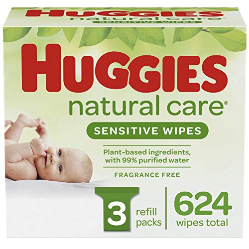 Huggies Natural Care Sensitive Baby Wipes, Unscented, 3 Refill Packs (624 Wipes Total), Only$12.46