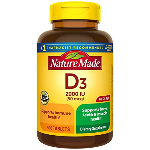 Vitamin D3, 400 Tablets Mega Size, Vitamin D 2000 IU (50 mcg) Helps Support Immune Health, Strong Bones and Teeth, & Muscle Function,, Only $9.87