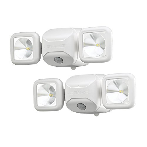 Mr. Beams MB3000 High Performance Wireless Battery Powered Motion Sensing Led Dual Head Security Spotlight, 500 Lumens, White, 2 Pack, Only $38.99