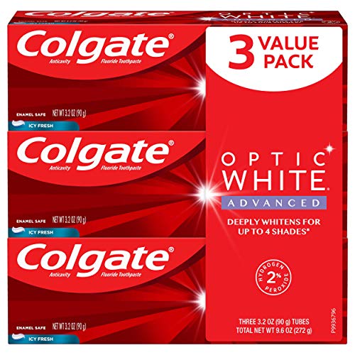 Colgate Optic White Advanced Teeth Whitening Toothpaste, 2% Hydrogen Peroxide, Icy Fresh - 3.2 ounce (3 Pack), Only $6.01