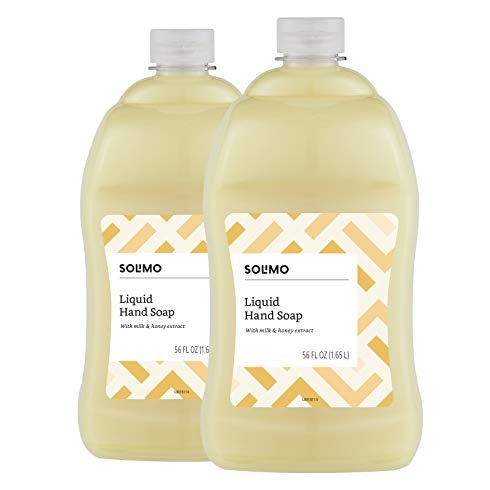 Solimo Liquid Hand Soap Refill, Milk and Honey, 56 Fluid Ounce (Pack of 2), Only $10.49