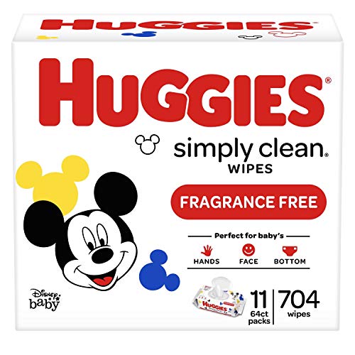 Huggies Simply Clean Unscented Baby Wipes, 11 Flip-Top Packs (704 Wipes Total), Only $11.33