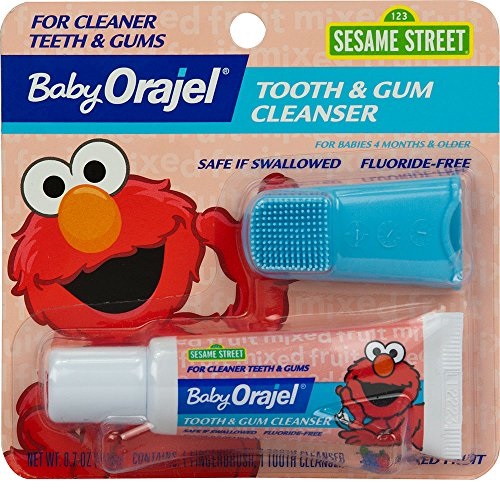 Baby Orajel Elmo Tooth & Gum Cleanser with Finger Brush, Fruity Fun, 0.7oz, Only $3.36, You Save $2.64 (44%)