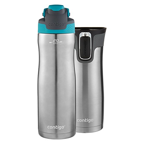 Contigo AUTOSEAL Chill Water Bottle, 20 oz, SS/Scuba & AUTOSEAL West Loop Travel Mug, 16 oz, 2-Pack, Only $20.95