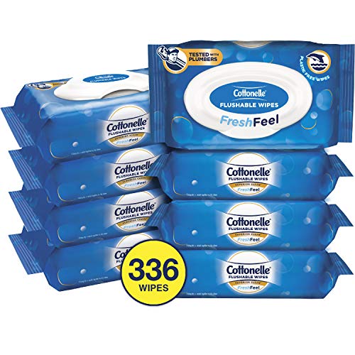 Cottonelle FreshFeel Flushable Wet Wipes for Adults, 8 Flip-Top Packs, 42 Wipes per Pack (336 Wipes Total), Only $9.79