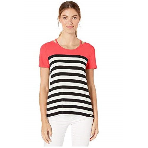 Calvin Klein Women's Short Sleeve Top with Cut Outs Only $12.56