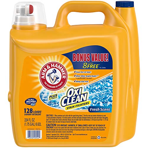 Arm & Hammer OxiClean Fresh Scent Liquid Laundry Detergent, 128 loads, 224 Ounce $11.97