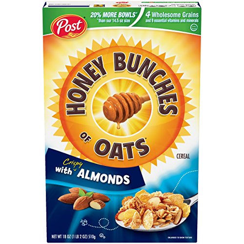Honey Bunches of Oats 早餐即食坚果麦片，18 oz，现仅售$2.50