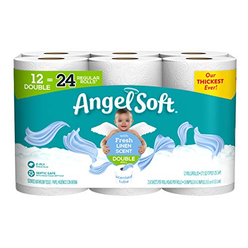 Angel Soft Toilet Paper with Fresh Linen Scented Tube, 12 Double Rolls, 214 2-Ply Sheets Per Roll, Only $7.64