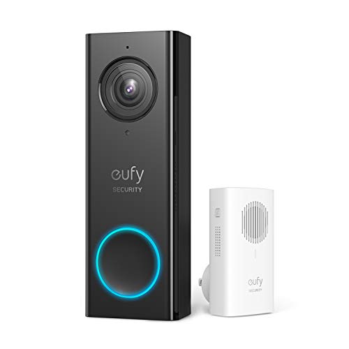eufy Security, Wi-Fi Video Doorbell, 2K Resolution, No Monthly Fees, Secure Local Storage,Human Detection, 2-way audio, Free Wireless Chime $98.99