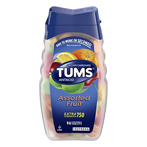TUMS Antacid Chewable Tablets for Heartburn Relief, Extra Strength, Assorted Fruit, 96 Tablets, Only $2.90 ($0.03 / Count), You Save $2.36 (45%)