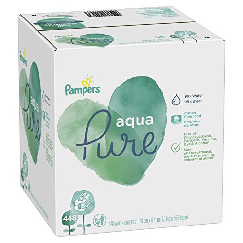 Baby Wipes, Pampers Aqua Pure Sensitive Water Baby Diaper Wipes, Hypoallergenic and Unscented, 8X Pop-Top Packs, 448 Count, Only $15.79