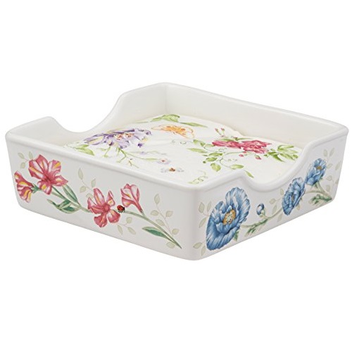 史低价！Lenox Butterfly Meadow 名瓷蝶舞花香 餐巾纸盒，原价$26.78，现仅售$11.99