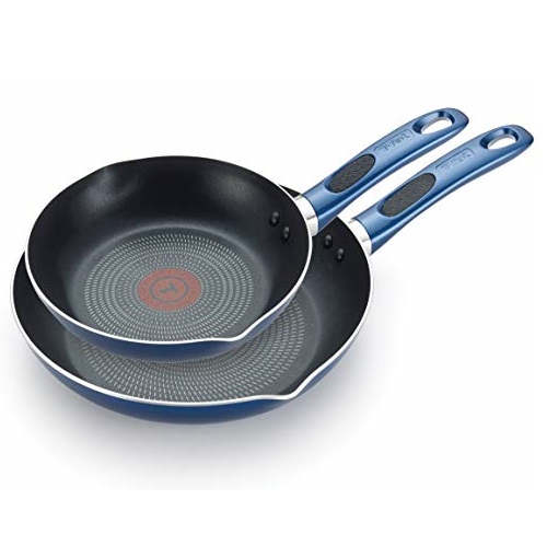T-fal B037S264 Excite ProGlide Nonstick Thermo-Spot Heat Indicator Dishwasher Oven Safe 8 Inch and 10.5 Inch Fry Pan Cookware Set, 2-Piece, Blue, Only $24.99