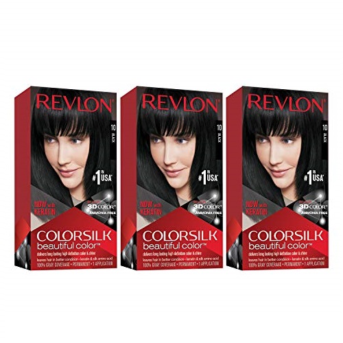 Revlon ColorSilk 持久护发染发剂，黑色，3包，原价$20.50，现仅售$7.18 ，免运费。多色可选！