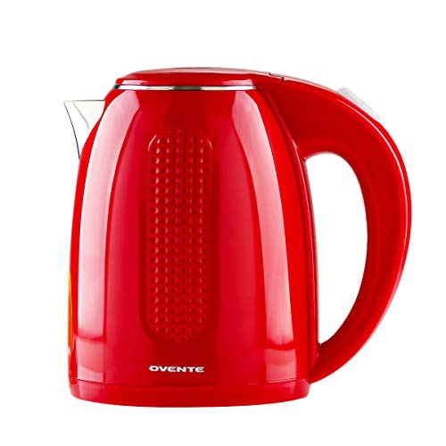 Ovente Electric Hot Water Kettle 1.7 Liter BPA-Free with Double Walled Stainless Steel, 1100 Watts with Fasting Heating Element and Auto Shutoff Boil Dry Protection, Red (KD64R), Only $15.22
