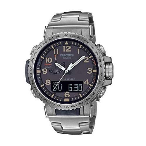 Casio Men's Pro Trek Stainless Steel Quartz Sport Watch with Titanium Strap, Silver, 22 (Model: PRW-50T-7ACR), Only $229.00