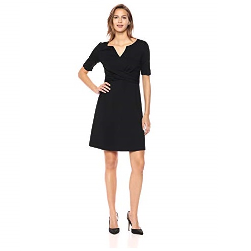 Amazon Brand - Lark & Ro Women's Half Sleeve Twist Front A-Line Ponte Dress, Only $7.34