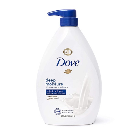 Dove Body Wash with Pump with Skin Natural Nourishers for Instantly Soft Skin and Lasting Nourishment Deep Moisture Effectively Washes Away Bacteria While Nourishing Your Skin, 34 oz, $7.18