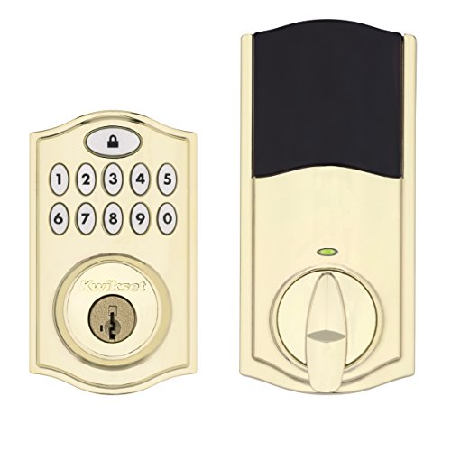 Kwikset SmartCode 914 Keypad Smart Lock (Amazon Key Edition – Amazon Cloud Cam required), Compatible with Alexa, featuring SmartKey in Lifetime Polished Brass, Only $65.88