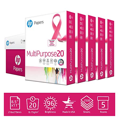 HP Paper MultiPurpose Printer 20lb, 8.5 x 11 Paper, 5 Ream Case, 2,500 Sheets, Made in USA, Forest Stewardship Council Certified, 96 Bright, Acid Free,  115100PC,, Only $18.98