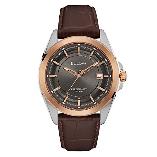 Bulova Precisionist  Men's 98B267 Stainless Steel Brown Leather Band Dress Watch, Only $135.99, You Save $214.01 (61%)